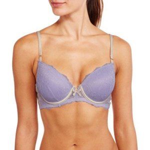 Pretty Essentials womens purple white Lace Demi Bra with bow detailing size 36 B